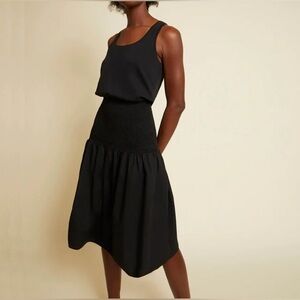 Nation LTD Sahar Smocked-Waist Midi Dress Black Size Medium
